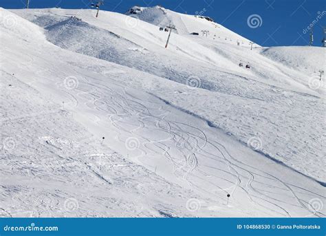 Snowy Ski Slope Stock Photo Image Of Hill Piste Mount 104868530