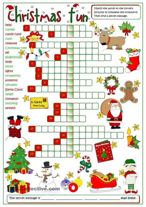 Christmas Fun Crossword Christmas Worksheets Christmas Crossword