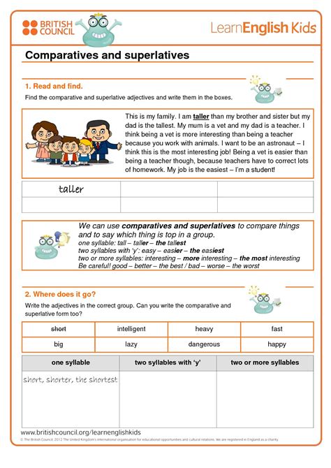 calameo grammar games comparatives  superlatives worksheet
