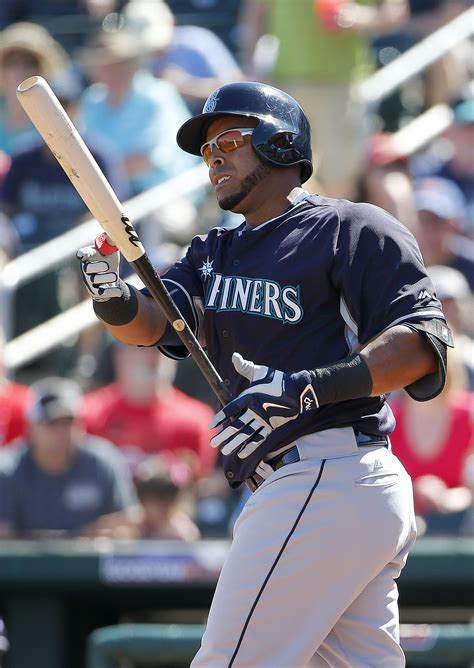 Seattle Mariners Nelson Cruz Reacts After Swinging For A Strike During