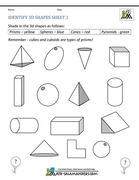 Identify 3d Shapes 1 Worksheet Zone