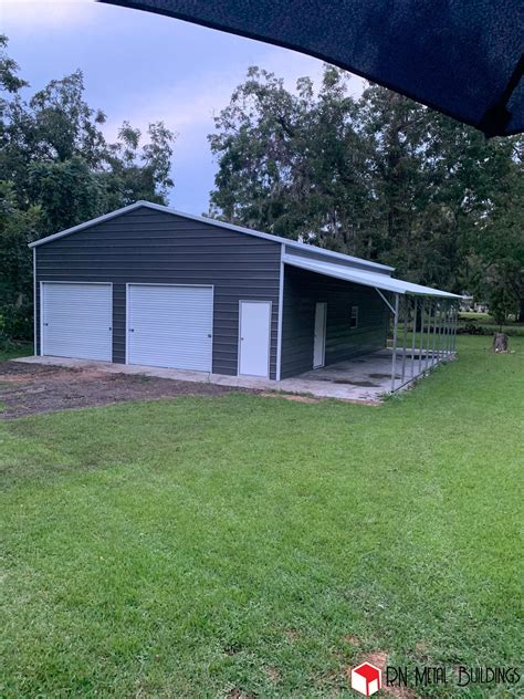 Metal Garage 30x51x12 With A 10x51x8 Open Lean To Rn Metal Buildings