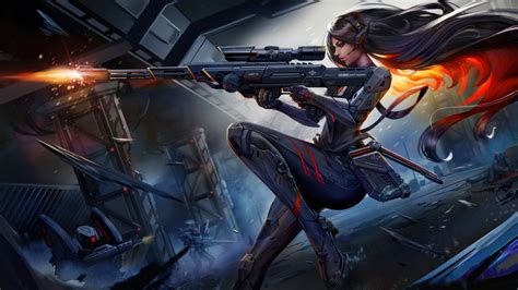 Cyberpunk Girl Sniper Rifle 4k 2261n Wallpaper Pc Desktop