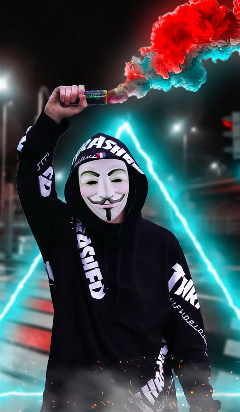 2k Free Download Anonymous Masked Man City Neon People Smoke