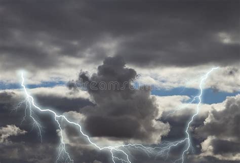 Dark Storm Clouds With Lightning Stock Photo Image Of Bright Report