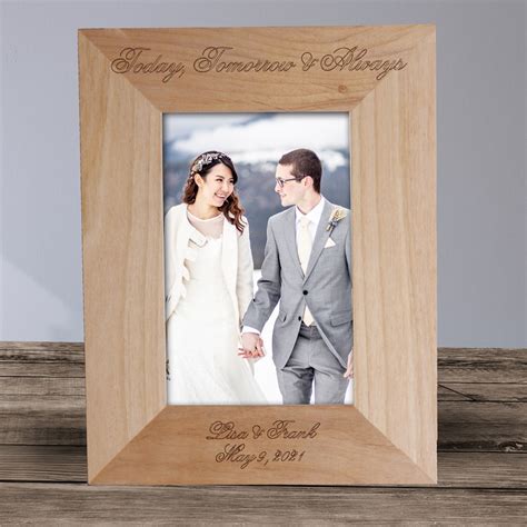 Engraved Wood Wedding Photo Frame Tsforyounow