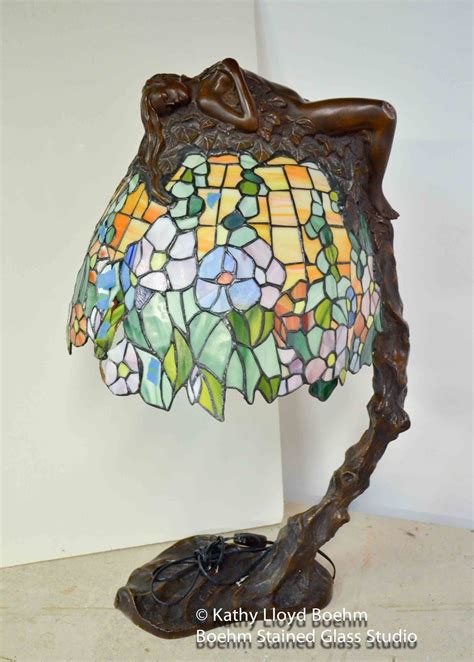 Boehm Stained Glass Blog Reclining Nude Art Nouveau Lamp Repair