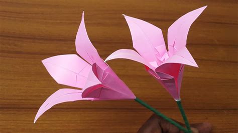 Paper Lily Flower Making Easy Origami Lily Origami Flower Youtube