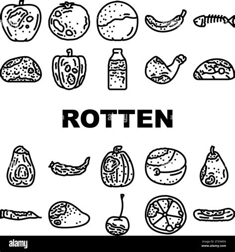Rotten Food Waste Icons Set Vector Stock Vector Image And Art Alamy