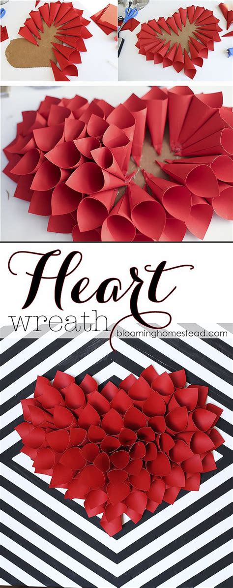 Diy Paper Heart Wreath Blooming Homestead Valentines Diy Valentine