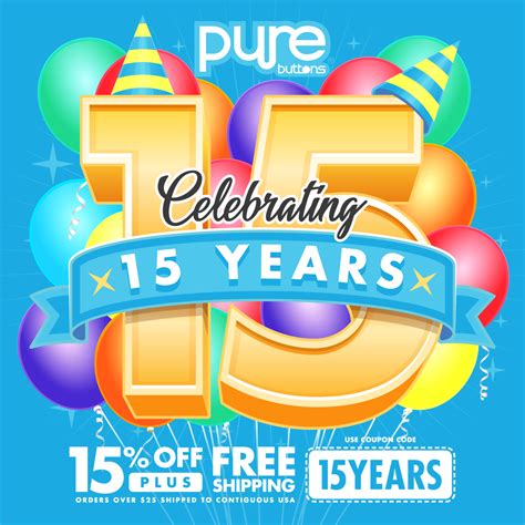 celebrating 15 years of pure buttons