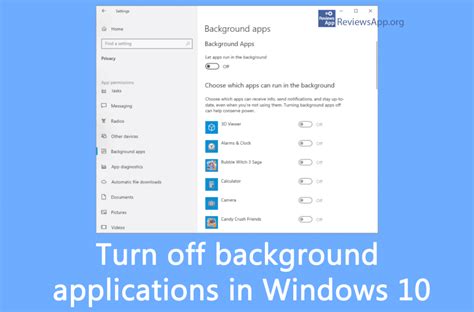 Turn Off Background Applications In Windows 10 ‐ Reviews App