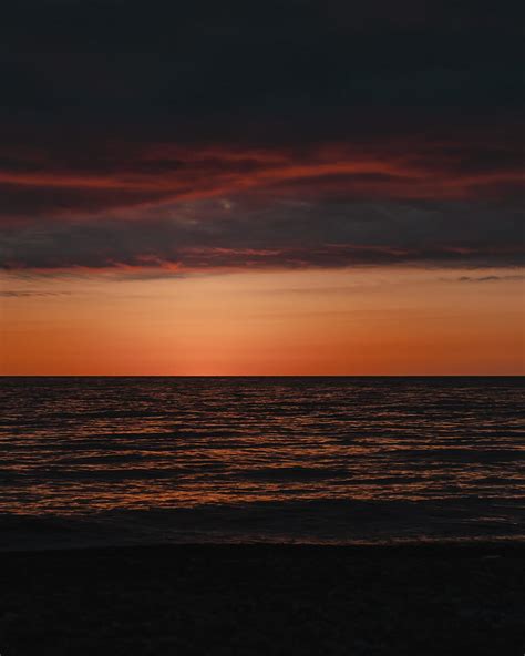 Calm Sunset Seascape Sea Orange Sky Hd Phone Wallpaper Pxfuel