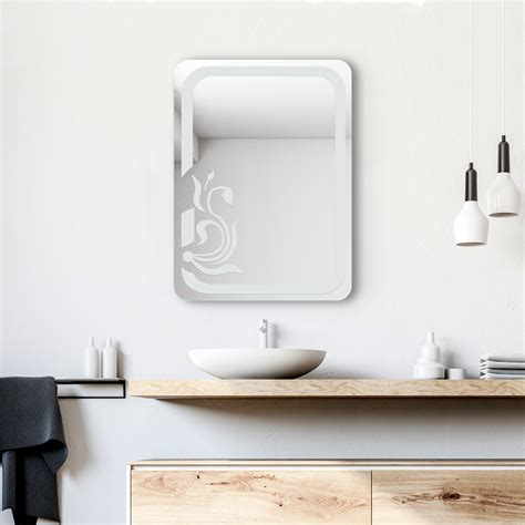 Frosted Mirror With Rounded Edges Rectangular Flair Glass