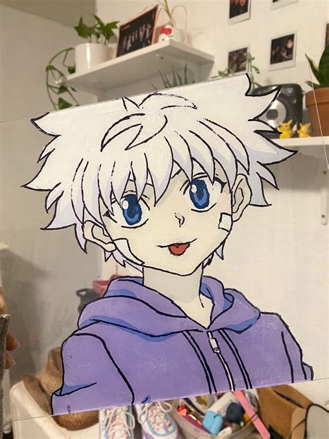 Killua Glass Painting 😋‼️ Anime Canvas Painting Anime Canvas Art