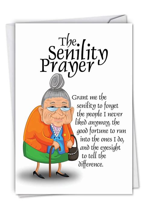Funny Birthday Greeting Card W Envelope 1 Card Bday Senility Prayer