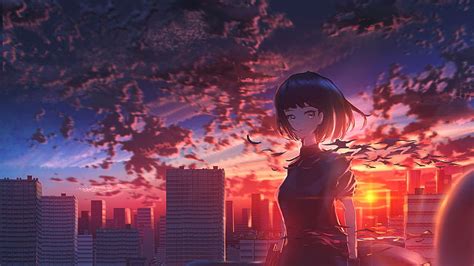 2560x1440 Girl Scenery Original Anime 1440p Resolution Purple Anime Scenary Full Resolution Hd