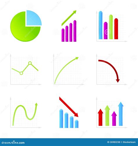 Set Of 9 Graph Icon Stock Illustration Illustration Of Blue 26983238