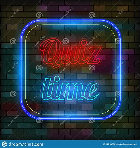 Vip Neon Icon Cute Vip Neon Quiz Time Inscription On The Dark Brick