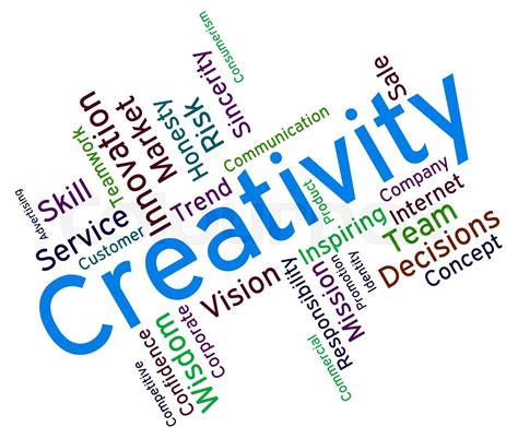 Creativity Words Represents Creative Inventions And Vision Stock