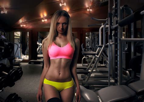 Wallpaper Women Blonde Room Gyms Fitness Model Sports Bra Bodybuilding Structure Gym