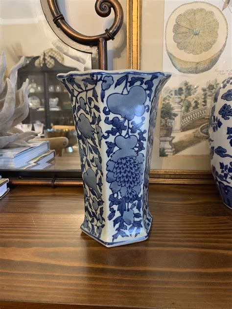 Blue And White Chinoiserie Vase Chinese Vase Etsy Chinoiserie Vase