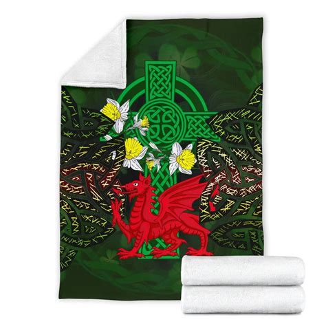 Celtic Premium Blanket Welsh Dragon With Daffodil