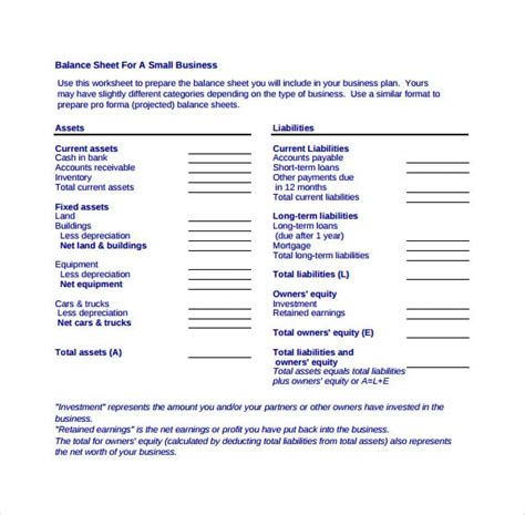 Free Balance Sheet Template Pdf Printable Templates