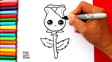 Aprende A Dibujar Y Pintar Una Rosa Kawaii Muy Fácil How To Draw A
