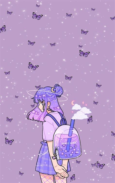 Purple Anime Shy Girl Wallpaper Cave