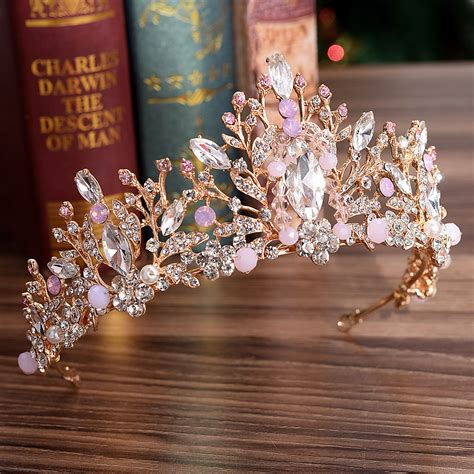 Handmade Pink Beaded Luxury Crystal Tiaras Shaadimagic Princess Jewelry Princess Tiara Pink