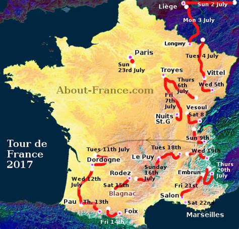 The Tour De France 2017 In English Route And Map