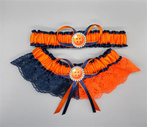 dragon ball z goku themed star lace bridal wedding garter set gracefulgarters