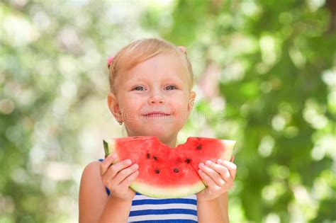 Funny Child Eating Watermelon Stock Photo Image Of Cute Diet 115493430