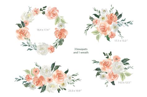 Pink Coral And White Watercolor Flowers Png Clipart 227285