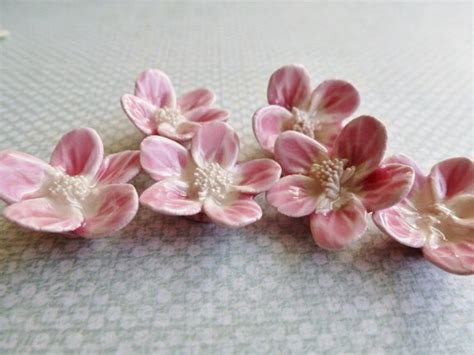 Items Similar To Set Of 6 Ceramic Handmade Cherry Blossoms Flowers