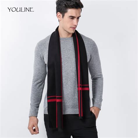 Youline Winter Scarf Men Striped Cashmere Scarf Male Brand Shawl Wrap