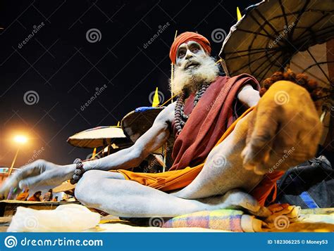 An Onlooker Aghori Sadhu Sits At The Ghat Editorial Image Image Of