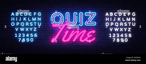 Quiz Time Neon Sign Vector Quiz Pub Design Template Neon Sign Light