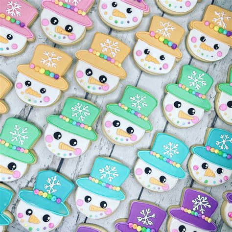 Pastel Hat Snowman Face Cookies Hayley Cakes And Cookies Hayley Cakes