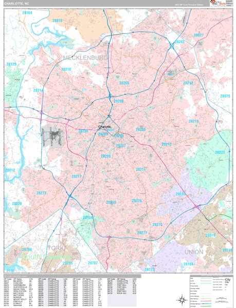 Charlotte North Carolina 5 Digit Zip Code Maps Premium