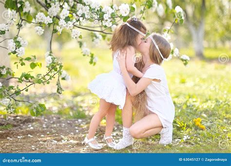 Portrait Of Two Girls Of Girlfriends Stock Image Image Of Summer Flowers 63045127