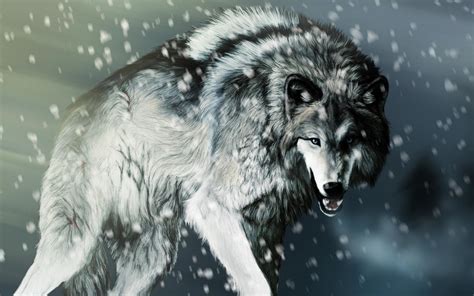 Wolf Wolves Predator Carnivore Winter Snow Artwork Wallpapers Hd