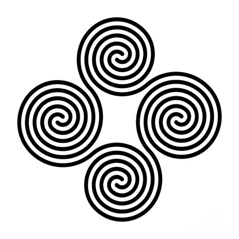 Four Connected Celtic Double Spirals Quadruple Spiral Digital Art By