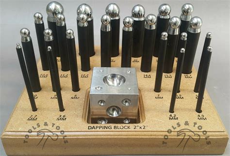 24 X Quality Dapping Punch Set Steel 2 Square Doming Block Wooden