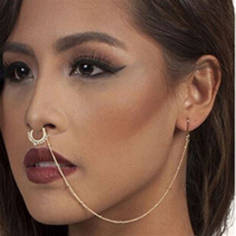 Stainless Steel Nose Rings And Studs Fake Septum Piercing Crystal Nose