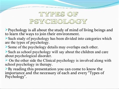Types Of Psychology And Its Needs
