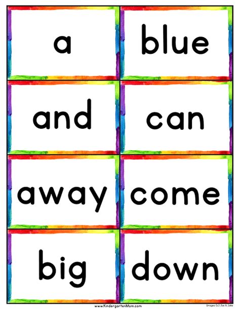 Sight Word Flashcards With Pictures Printable