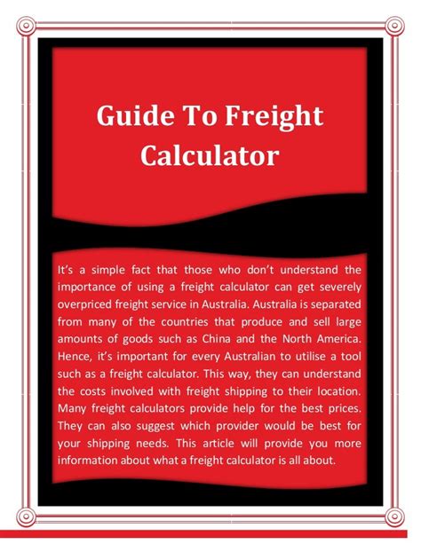 Guide To Freight Calculator