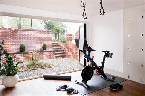 Home Gym With Folding Glass Doors Transitional Denlibraryoffice